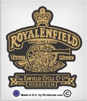100mm Royal Enfield Made Like A Gun Laminated Sticker Black  Gold