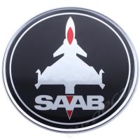 32mm JET plane SAAB Black Red Chrome Steering Wheel Badge Emblem 9-5 9-3 3D decal
