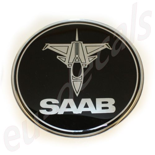 63.5mm/2.50inc. JET SAAB  BLACK Chrome Hood badge 3D decal
