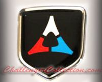 Steering Wheel 3D Decal badge – BLACK / CHROME / RED / BLUE with Fratzog, used 1962–1975 logo   - For the 2008-2010  Dodge Challenger